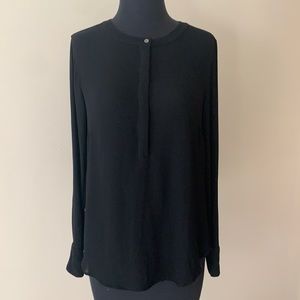 J. Crew size 4 jet black viscose Henley buttons long sleeve
